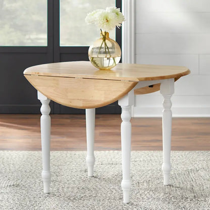 Simple Living Two-tone 40-inch Rubberwood Round Drop-leaf Table