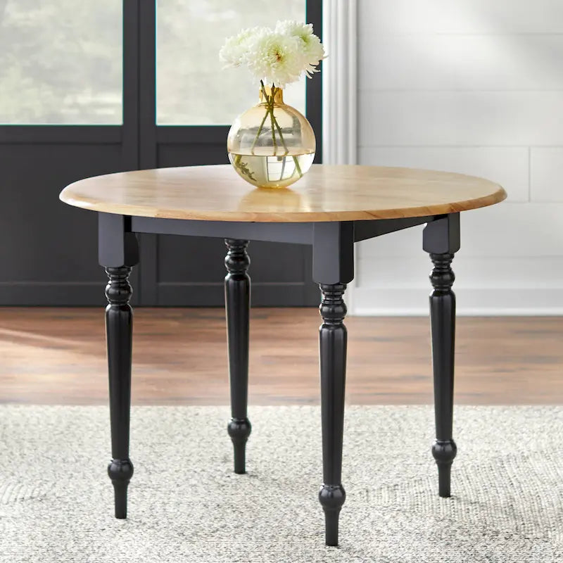 Simple Living Two-tone 40-inch Rubberwood Round Drop-leaf Table