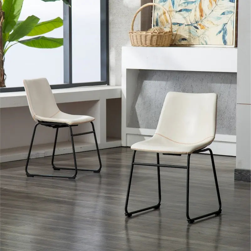 Carbon Loft Inyo Faux Leather Armless Dining Chairs (Set of 2)