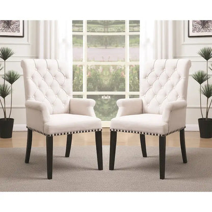 French Baroque Designed Dining Set with Button Tufted Chairs