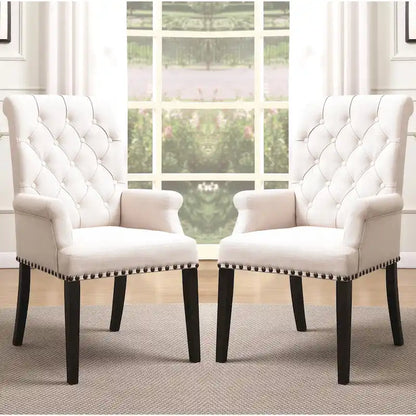 French Baroque Designed Dining Set with Button Tufted Chairs