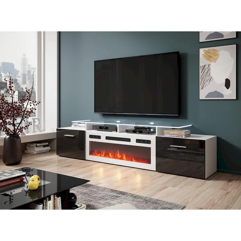 Rova WH-EF Electric Fireplace Modern 75 TV Stand