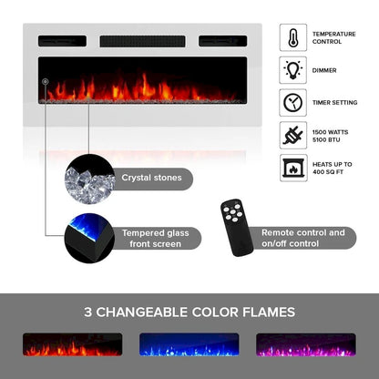 Rova WH-EF Electric Fireplace Modern 75 TV Stand