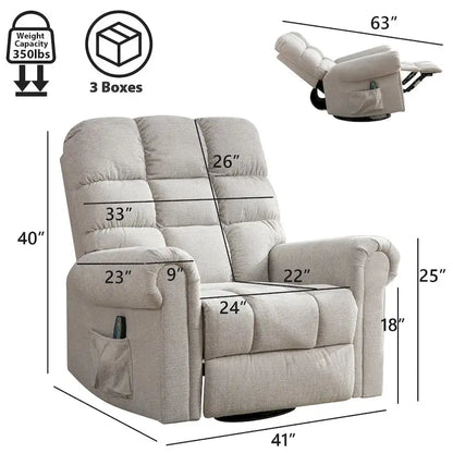 Oversized Rocker Manual Overstuffed Swivel Recliners for Big Man