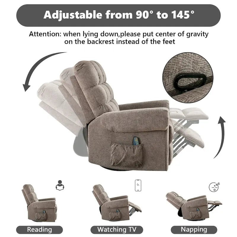 Oversized Rocker Manual Overstuffed Swivel Recliners for Big Man