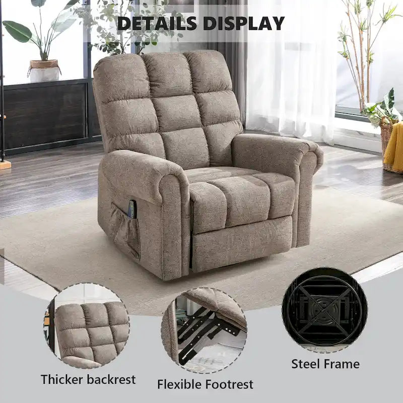 Oversized Rocker Manual Overstuffed Swivel Recliners for Big Man