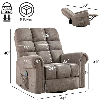 Oversized Rocker Manual Overstuffed Swivel Recliners for Big Man