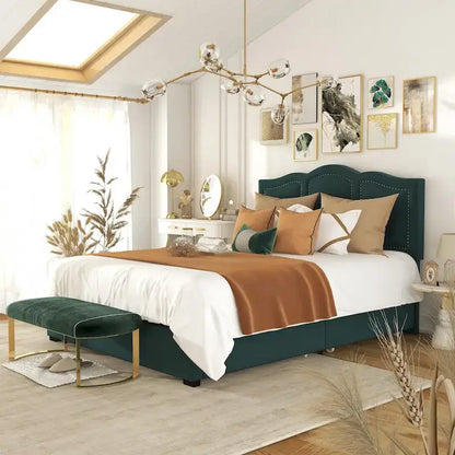 Furniture of America Dustir Art Deco Upholstered 4-drawer Platform Storage Bed