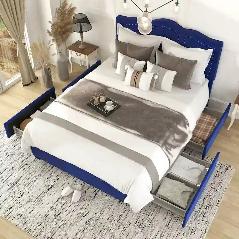 Furniture of America Dustir Art Deco Upholstered 4-drawer Platform Storage Bed