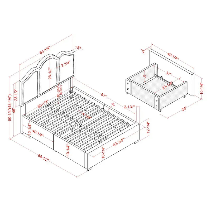 Furniture of America Dustir Art Deco Upholstered 4-drawer Platform Storage Bed