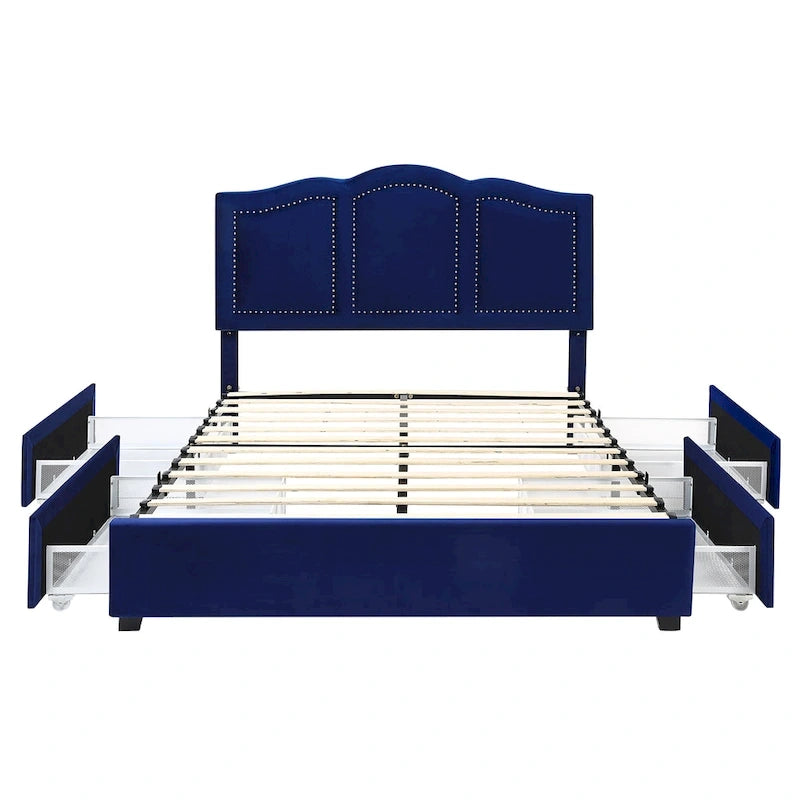 Furniture of America Dustir Art Deco Upholstered 4-drawer Platform Storage Bed