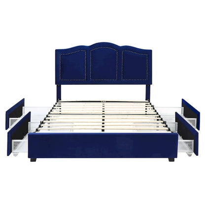 Furniture of America Dustir Art Deco Upholstered 4-drawer Platform Storage Bed