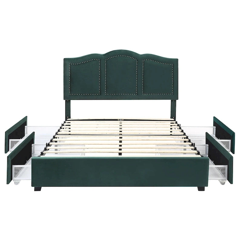 Furniture of America Dustir Art Deco Upholstered 4-drawer Platform Storage Bed