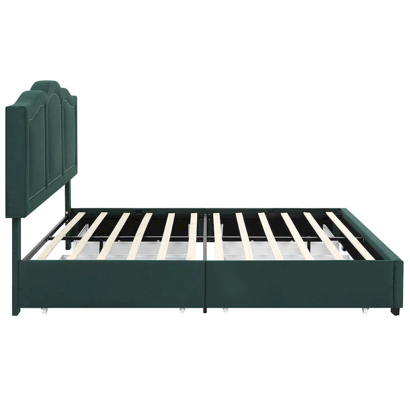 Furniture of America Dustir Art Deco Upholstered 4-drawer Platform Storage Bed