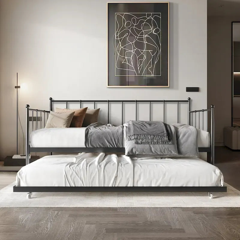 CraftPorch Minimalist Twin Size Metal Daybed with Trundle