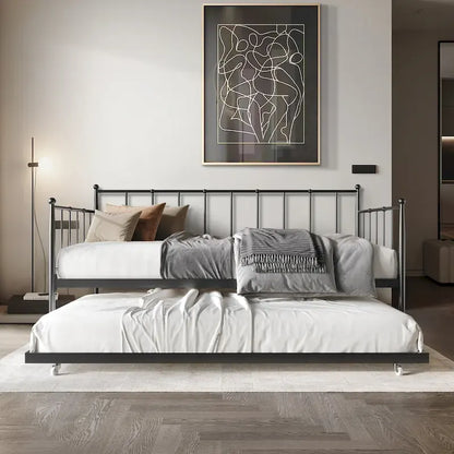 CraftPorch Minimalist Twin Size Metal Daybed with Trundle