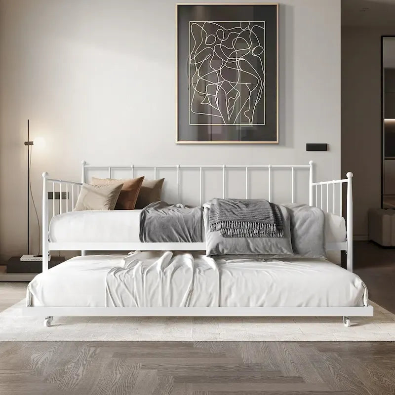 CraftPorch Minimalist Twin Size Metal Daybed with Trundle