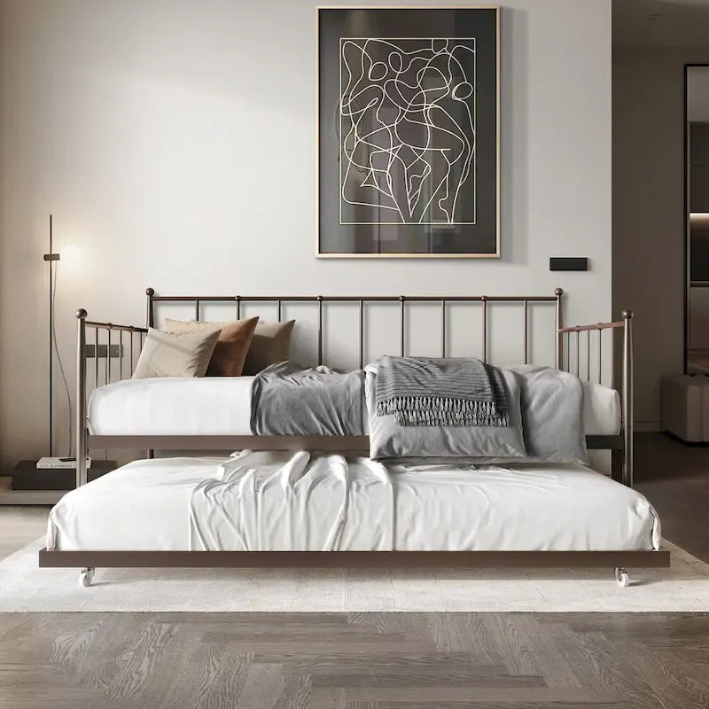 CraftPorch Minimalist Twin Size Metal Daybed with Trundle