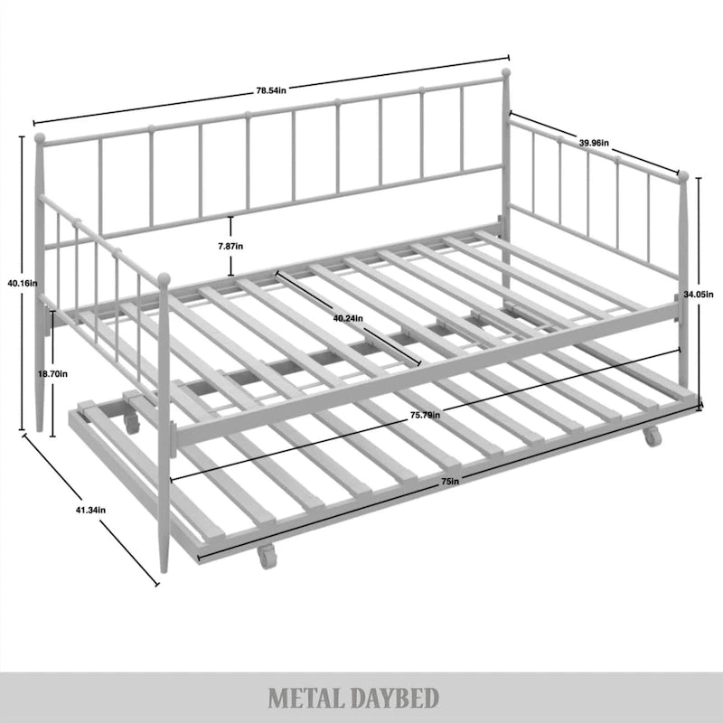 CraftPorch Minimalist Twin Size Metal Daybed with Trundle