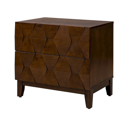 Ethel Mid-Century 2-Drawer Storage Nightstand with Adjustable Solid Wood Legs and Charging Station By HULALA HOME