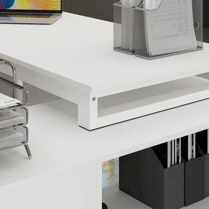 L-shaped Executive Desk With Drawer Cabinet for Home and Office Wrting