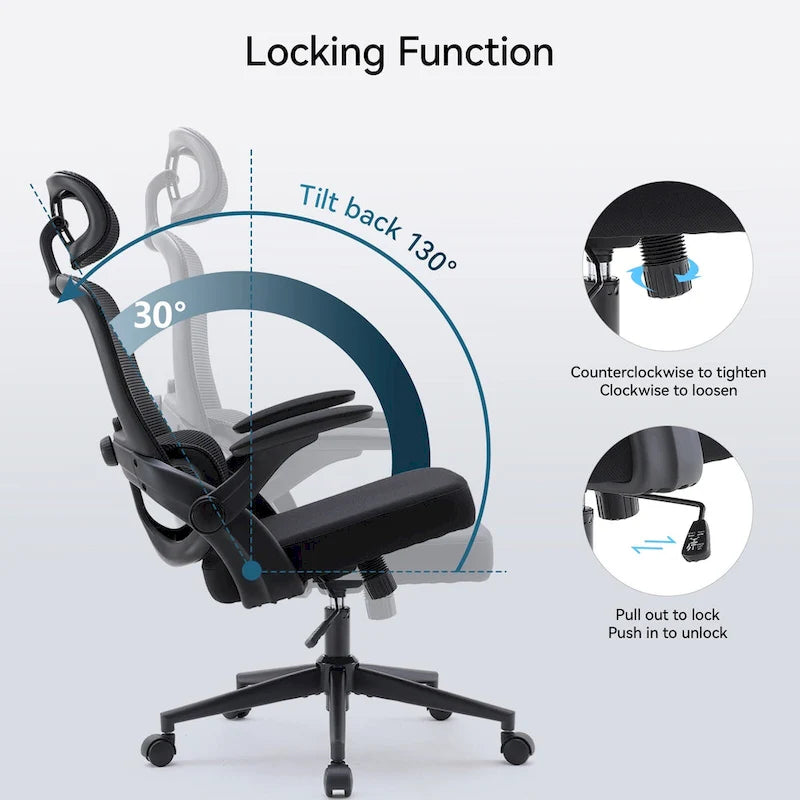 SIHOO Ergonomic High Back Office Chair for Big and Tall People Black - 75*70*126