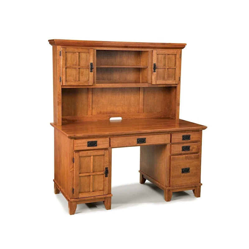 Homestyles Arts and Crafts Cottage Pedestal Desk and Hutch Set