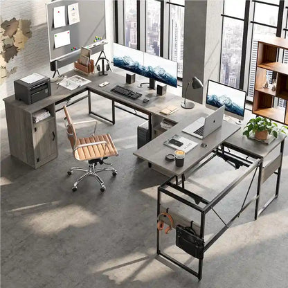 Versatile 60 L Shaped Standing Desk with Lift Top & Storage Cabinet, Corner Desk Extending to 95 with Hooks