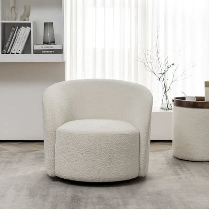 KINWELL 34 W Upholstered Boucle Swivel Barrel Accent Chair