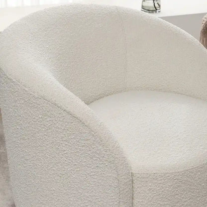 KINWELL 34 W Upholstered Boucle Swivel Barrel Accent Chair