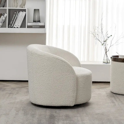 KINWELL 34 W Upholstered Boucle Swivel Barrel Accent Chair