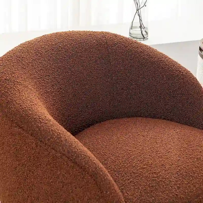 KINWELL 34 W Upholstered Boucle Swivel Barrel Accent Chair
