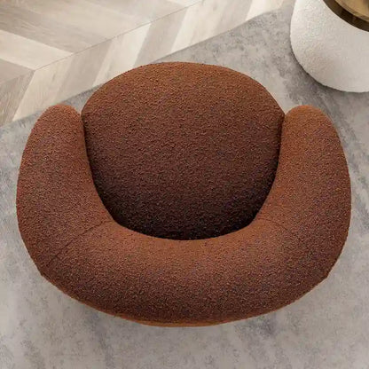 KINWELL 34 W Upholstered Boucle Swivel Barrel Accent Chair