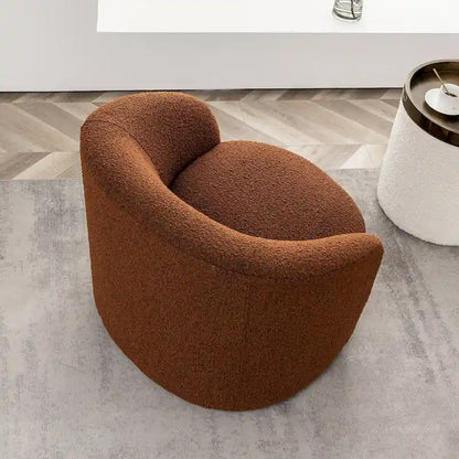KINWELL 34 W Upholstered Boucle Swivel Barrel Accent Chair
