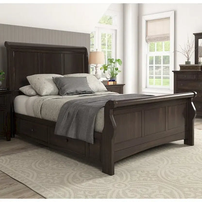 Ediline Queen Size Wood Sleigh Storage Platform Bed by iNSPIRE Q Classic