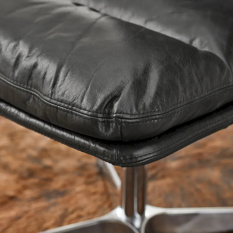 Art Leon Mid-Century Modern Genuine Leather Home Office Desk Chair