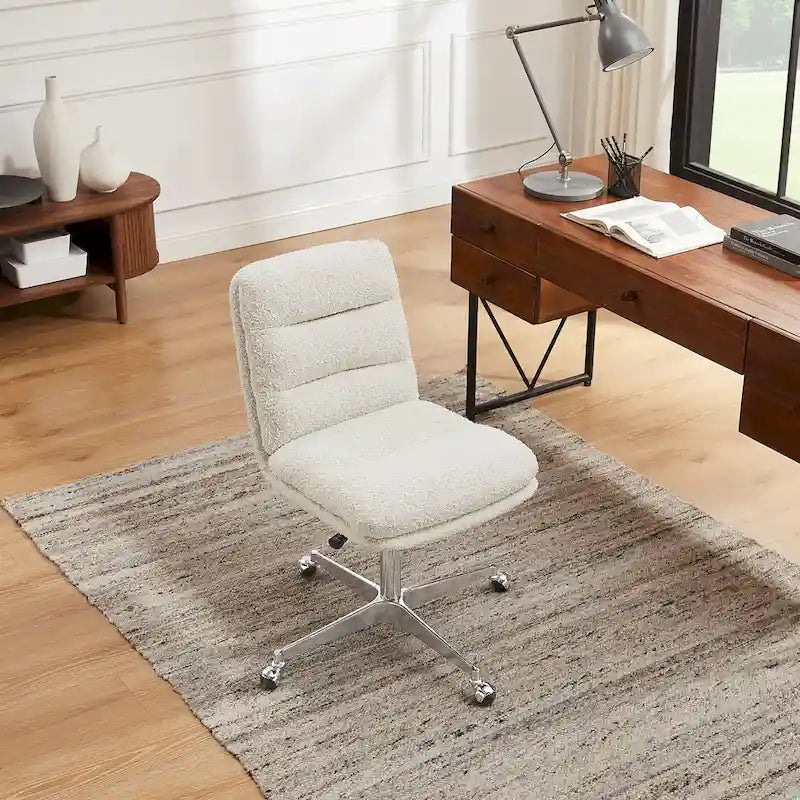 Art Leon Mid-Century Modern Genuine Leather Home Office Desk Chair