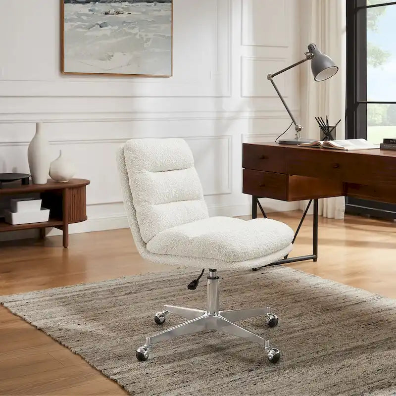 Art Leon Mid-Century Modern Genuine Leather Home Office Desk Chair