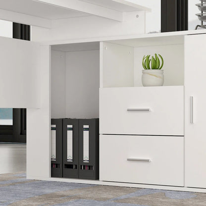 Timechee Office Computer Desk L Shaped Corner Desk Drawers Shelves