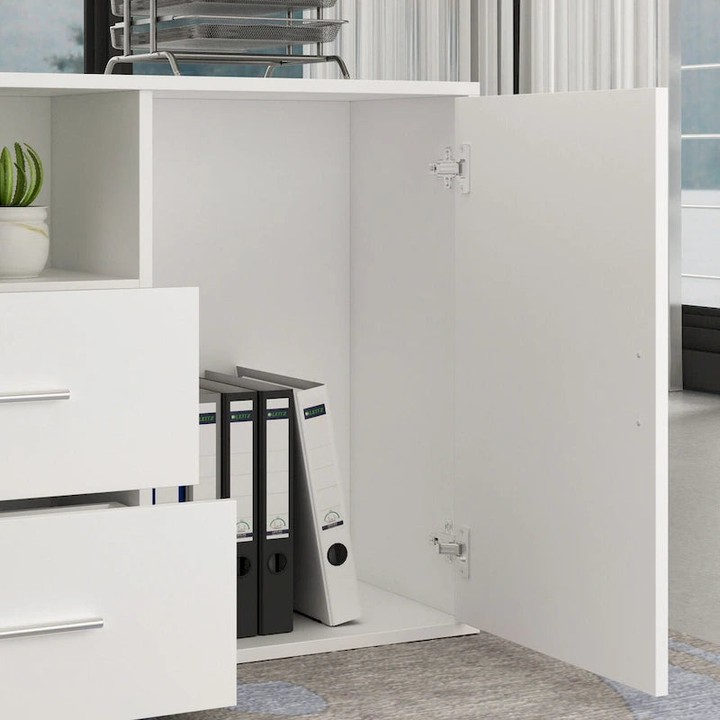 Timechee Office Computer Desk L Shaped Corner Desk Drawers Shelves