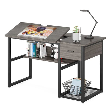 Drafting Table Drawing Computer Desk Artist Craft Table with Adjustable Top