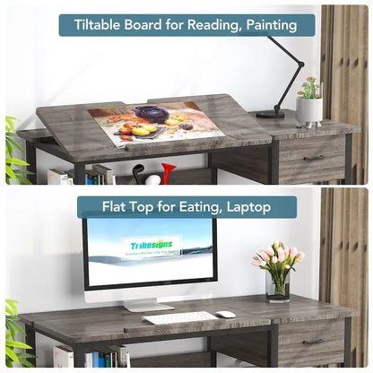 Drafting Table Drawing Computer Desk Artist Craft Table with Adjustable Top