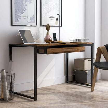 Contemporary 50-inch Steel Computer Desk with USB Ports by Furniture of America