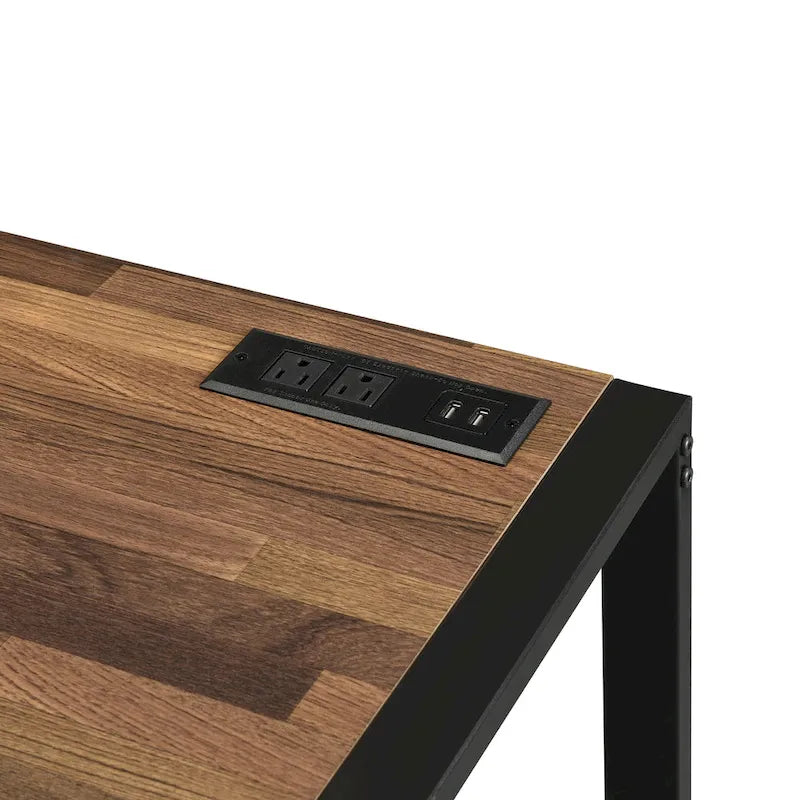 Contemporary 50-inch Steel Computer Desk with USB Ports by Furniture of America