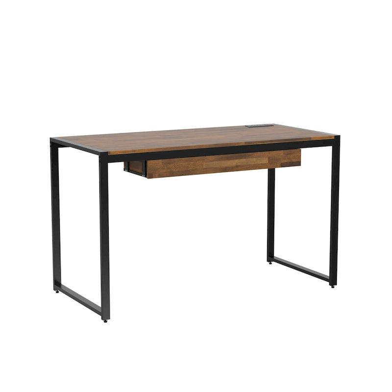 Contemporary 50-inch Steel Computer Desk with USB Ports by Furniture of America