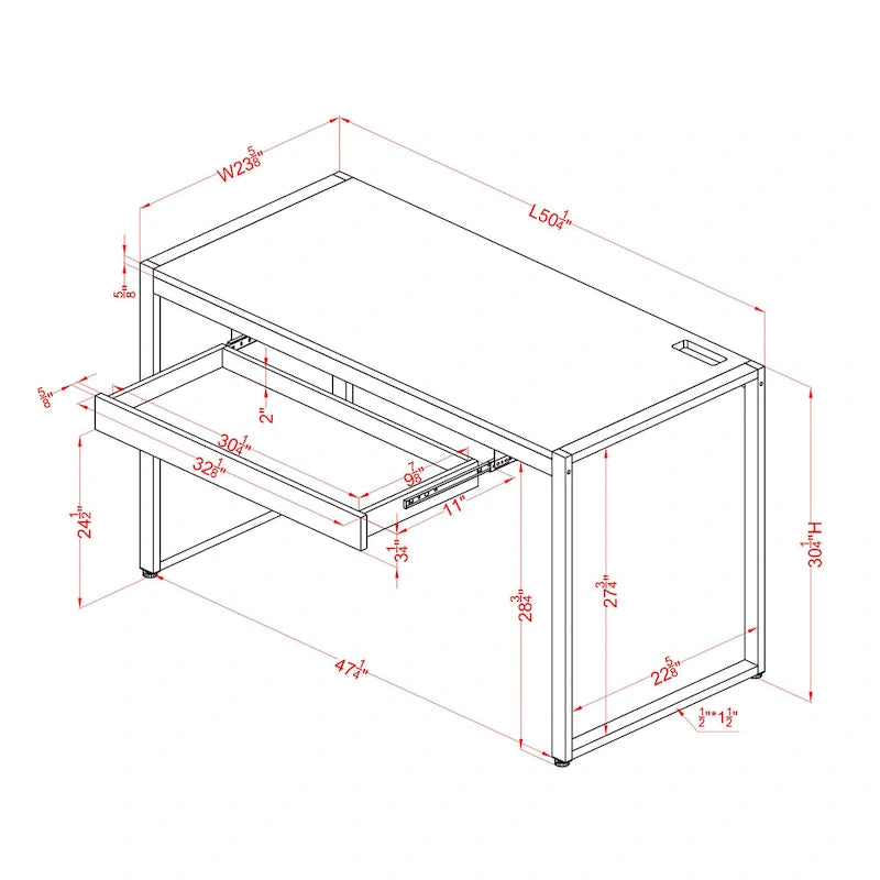 Contemporary 50-inch Steel Computer Desk with USB Ports by Furniture of America