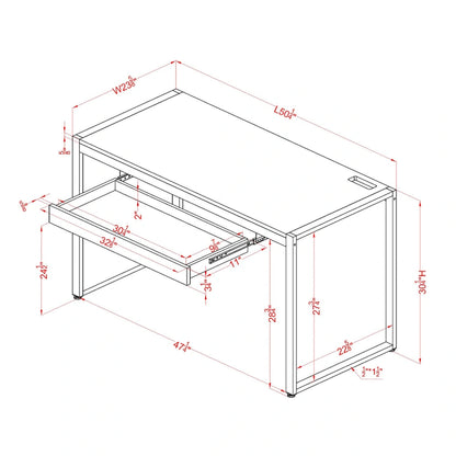 Contemporary 50-inch Steel Computer Desk with USB Ports by Furniture of America