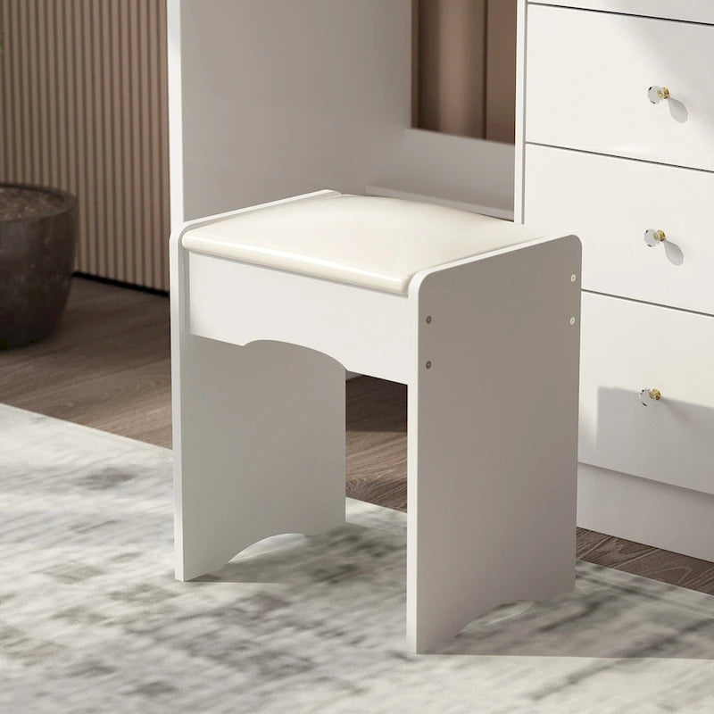 39.4Wide Makeup Vanity Set with Stool and 3 Color Touching Mirror - 39.4W