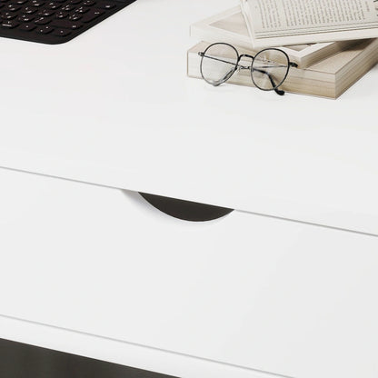 HOMCOM Computer Desk for Small Spaces, School Student Desk Study Writing Desk, Small Corner Desk with Drawer and Storage Shelves