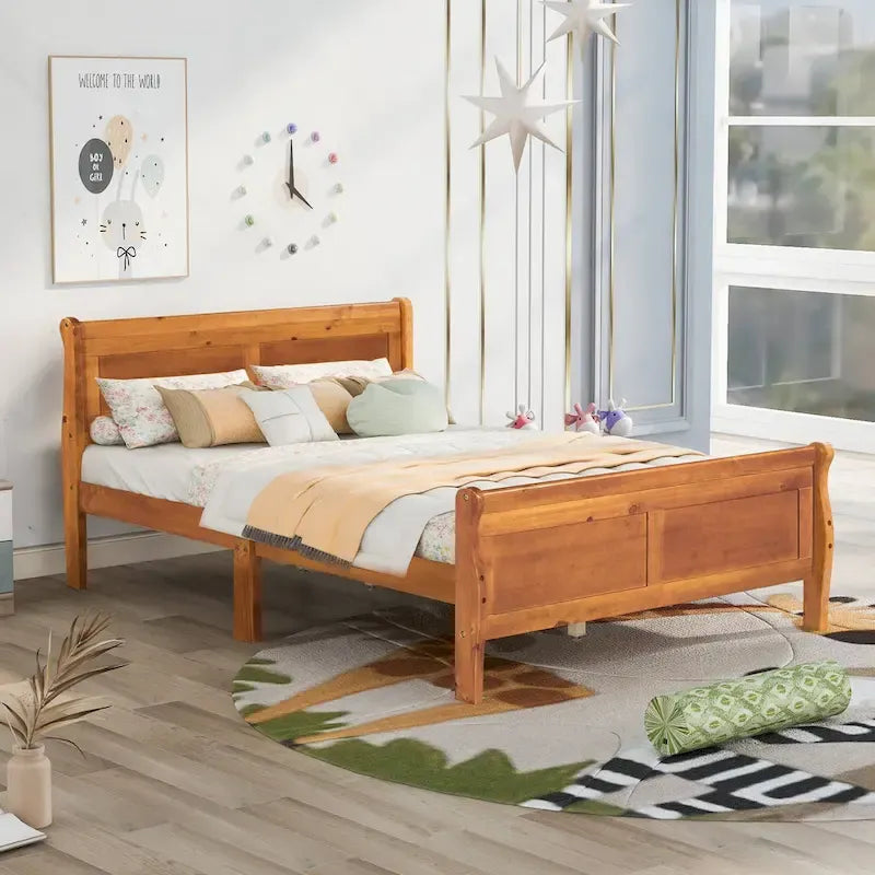 Full Queen Twin Size Wood Platform Bed